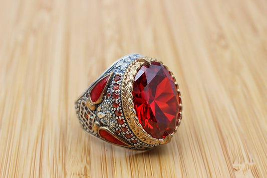 Ruby Silver Ring-Tribal Chief