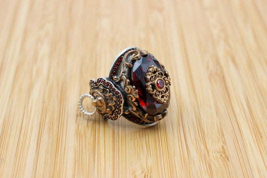 Ruby Silver Ring-Ottoman Design