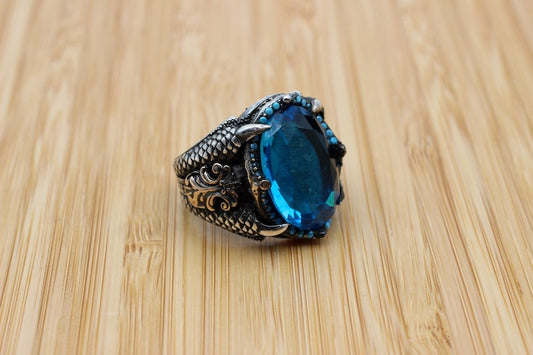 Aquamarine Silver ring-Sea Beast