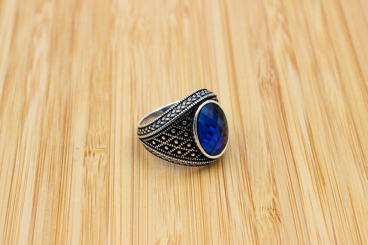 Sapphire Ring Silver-Blue Cascade