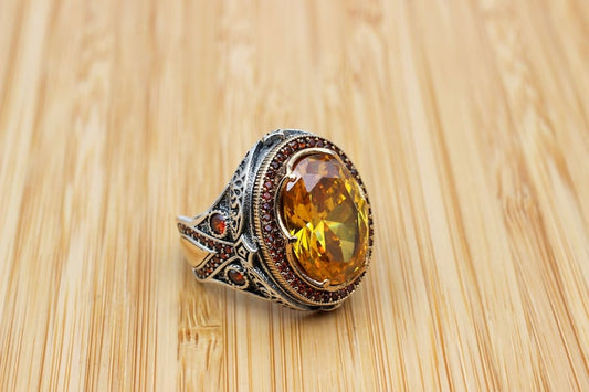 Citrine Silver ring for Men-Kingshand