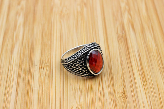 Ruby Silver Ring-Glowing Gem