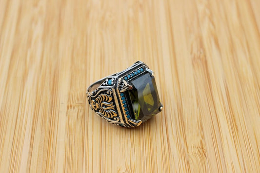 Peridot  Silver ring for Men-Creator