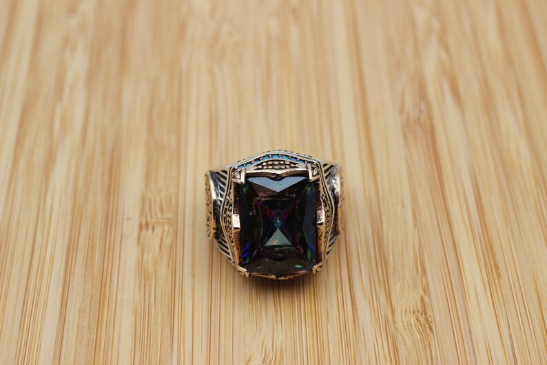 Mystic Topaz Silver ring for Men-Inner Light