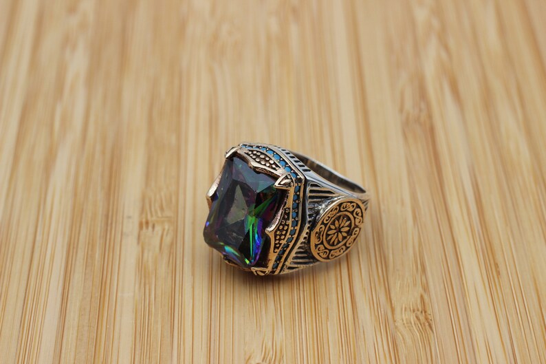 Mystic Topaz Silver ring for Men-Inner Light