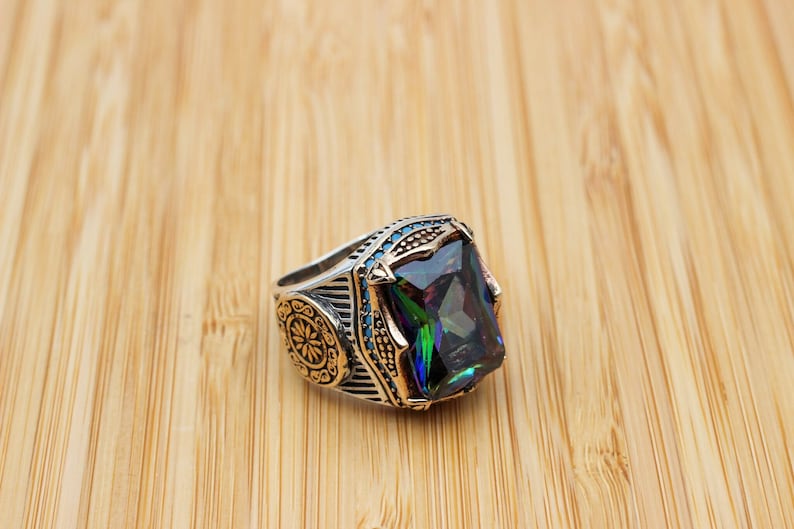 Mystic Topaz Silver ring for Men-Inner Light