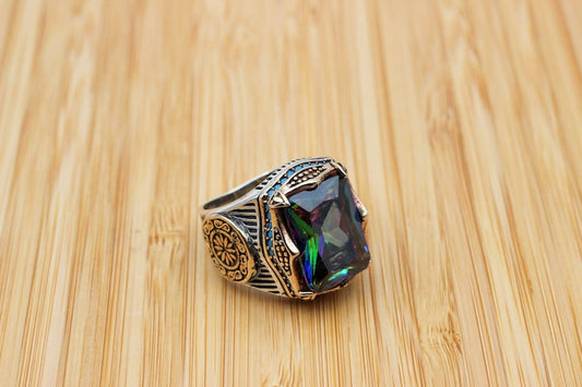 Mystic Topaz Silver ring for Men-Inner Light