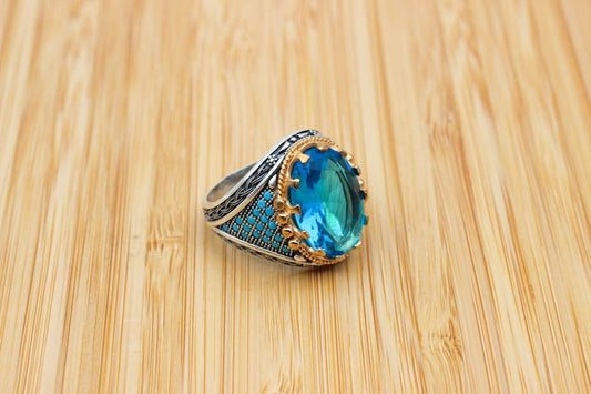 Aquamarine Silver ring-Blueshade