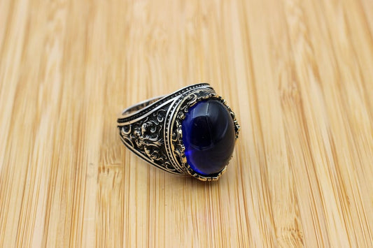 Sapphire Ring Silver-Handcrafted