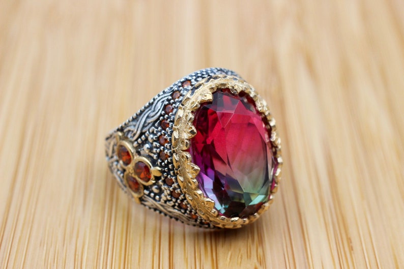 Tourmaline Ring Silver-Coral Crush