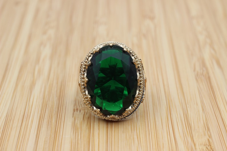 Emerald Silver ring-Sheikh emir