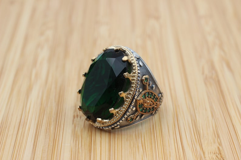 Emerald Silver ring-Sheikh emir