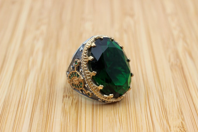 Emerald Silver ring-Sheikh emir