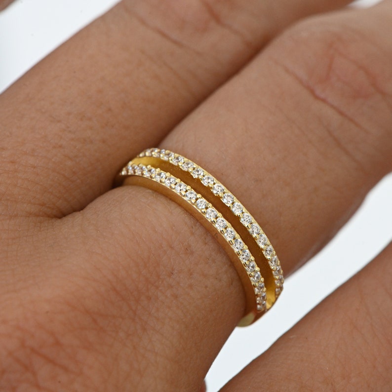 Double Band Gold Plated CZ diamond ring