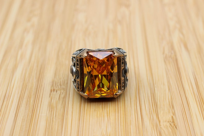 Citrine Silver ring for Men- Sunrays