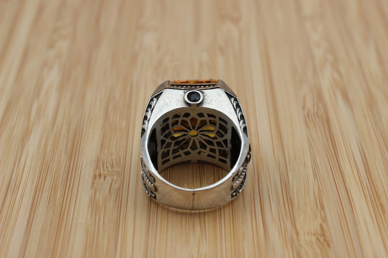 Citrine Silver ring for Men- Sunrays