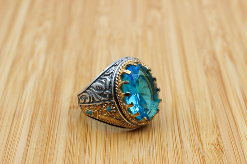 Aquamarine Silver ring-Captain's Blade