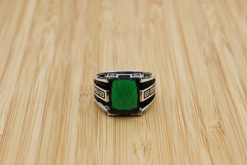 Emerald Silver ring-Halo