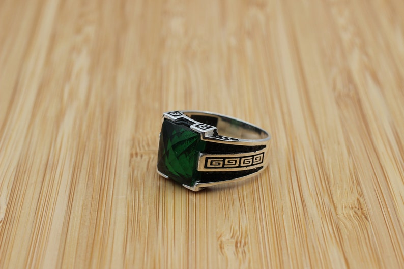 Emerald Silver ring-Halo