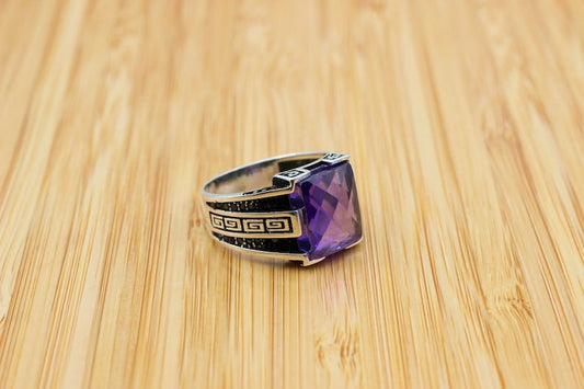 Amethyst Silver ring-Orchid Aura