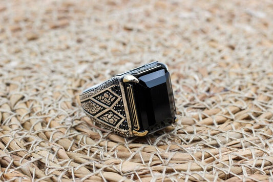 Onyx Silver ring-DragonHeart