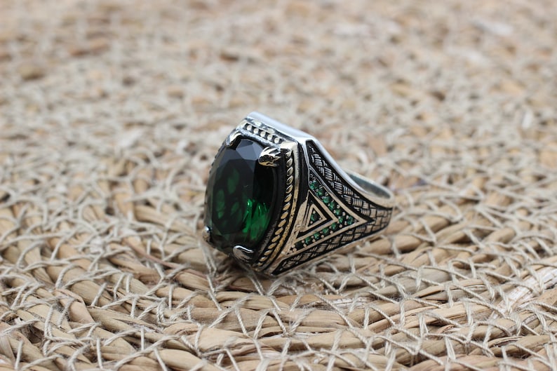 Emerald Silver ring-Turkish Prince