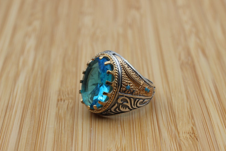 Aquamarine Silver ring-Captain's Blade