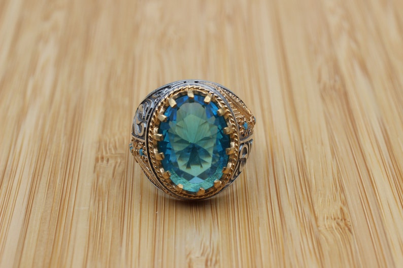 Aquamarine Silver ring-Captain's Blade