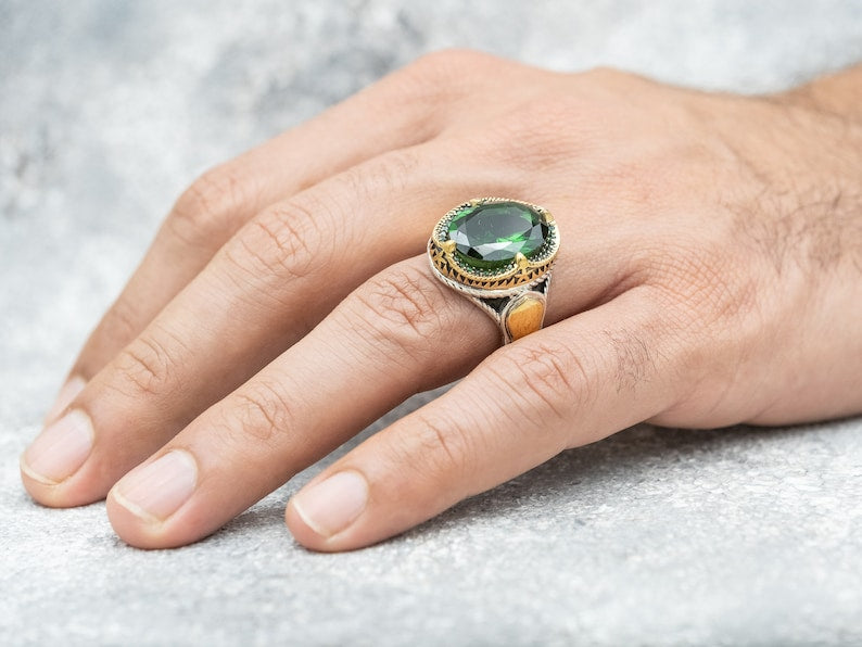 Green Zircon Ring Crown Prince