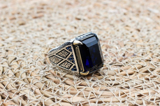 Sapphire Ring Silver-Dragon Heart