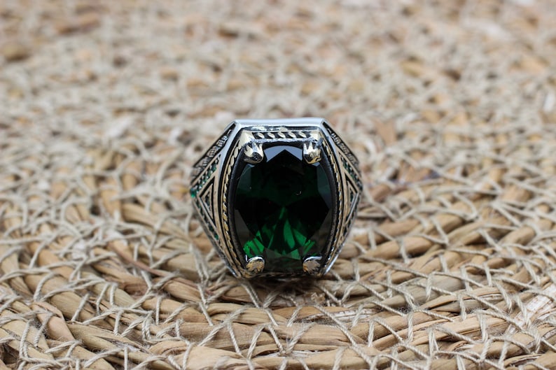 Emerald Silver ring-Turkish Prince