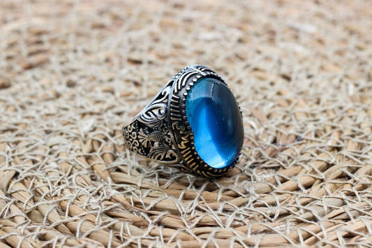 Aquamarine Silver ring-Falcon