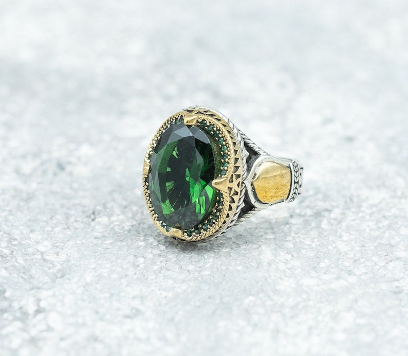 Green Zircon Ring Crown Prince