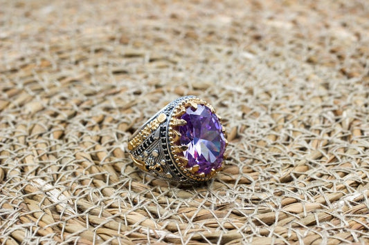 Amethyst Silver ring-Purple Dagger