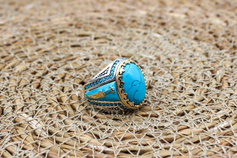 Turquoise Silver ring Feroza Sword