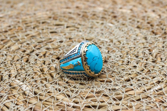 Turquoise Silver ring Feroza Sword