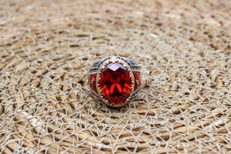 Ruby Silver ring-Red Blade