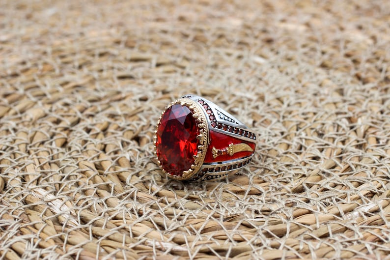 Ruby Silver ring-Red Blade