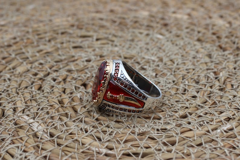 Ruby Silver ring-Red Blade