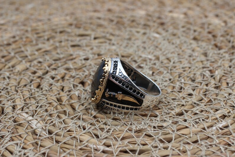 Onyx Silver ring-Black Blade