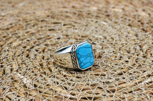 Turquoise Silver ring for Men Ottoman piece