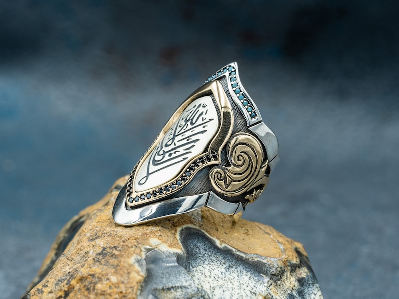 Lâ Ghaliba illallah engraved adjustable thumb ring