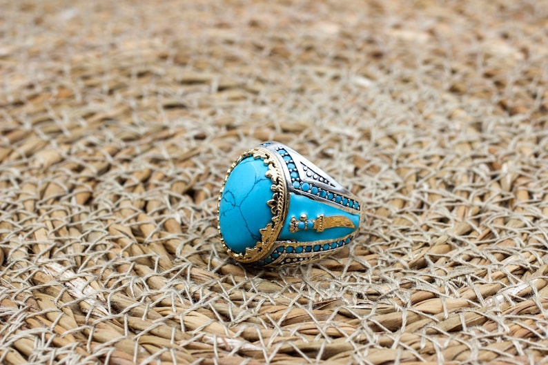 Turquoise Silver ring Feroza Sword