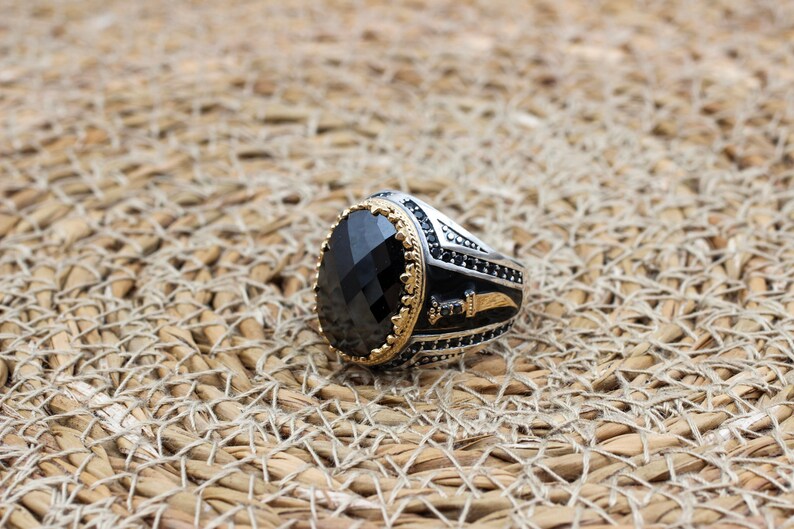 Onyx Silver ring-Black Blade