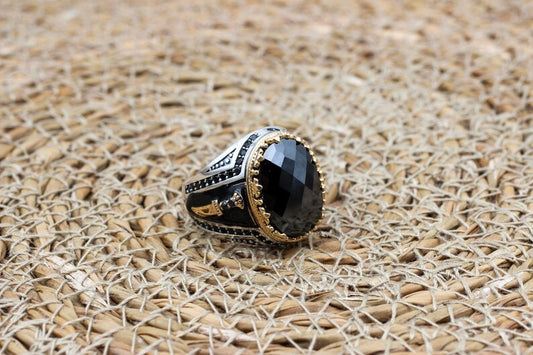 Onyx Silver ring-Black Blade