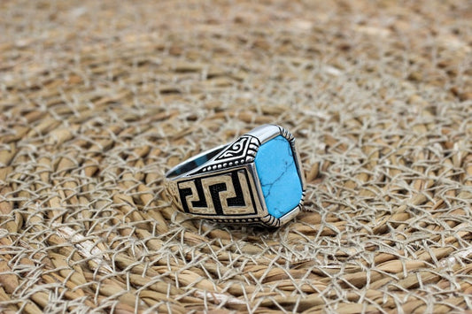 Turquoise Silver ring for Men Ottoman Standard