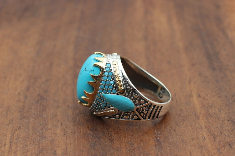 Turquoise Silver ring for Men essence