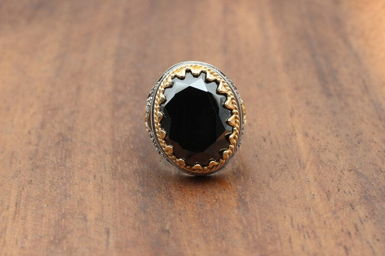 Onyx Silver ring-Crown Jewel