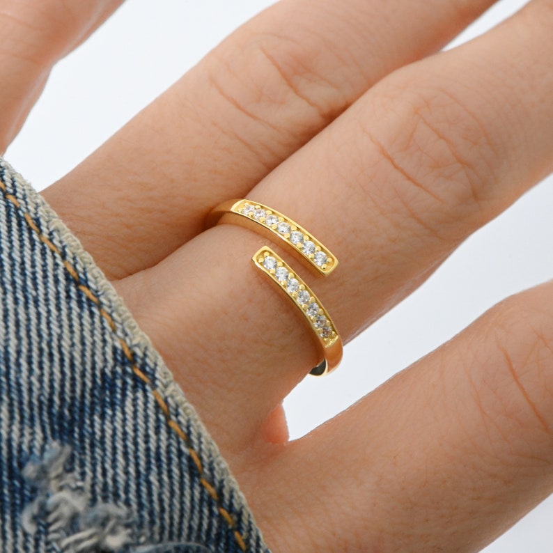 Spiral Gold Plated CZ diamond ring