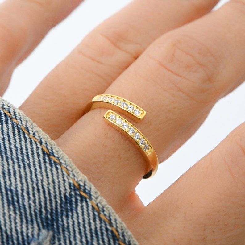 Spiral Gold Plated CZ diamond ring